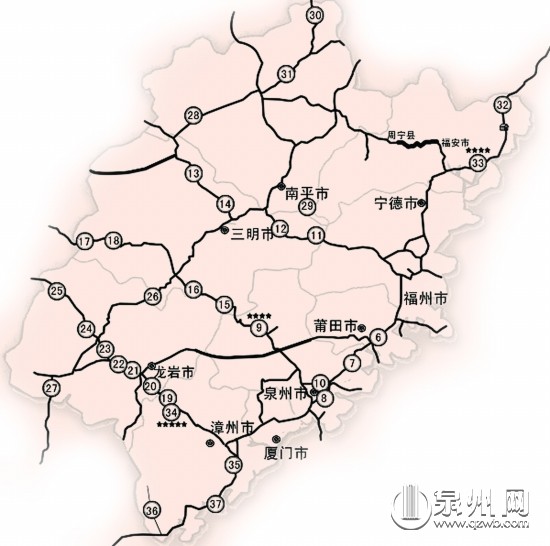 福建春运高速出行导航图 泉州辖区麻烦路段4处